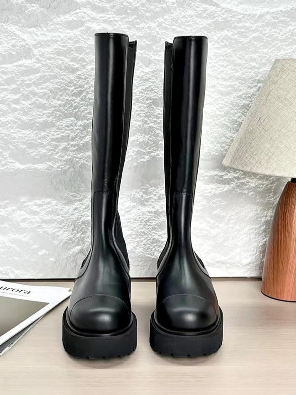Chanel Calfskin Lug Sole High Boots Black - Picture 2 of 6